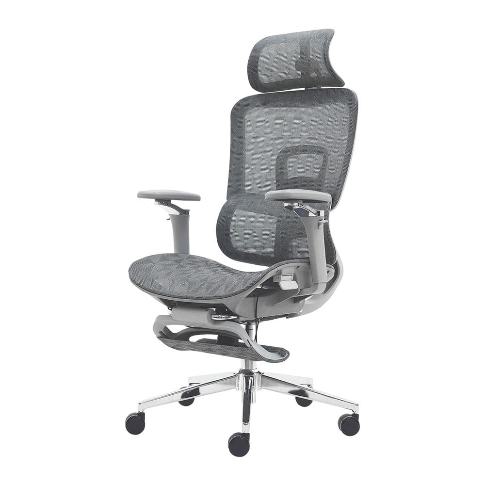 Cadeira Ergonômica Office Mesh Premium Reclinável Braço 5D Cinza