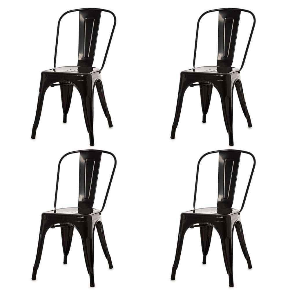 Kit 4 Cadeiras ANM6671F Tolix Iron Titan Anima Office Ferro Pintura Epóxi Preto