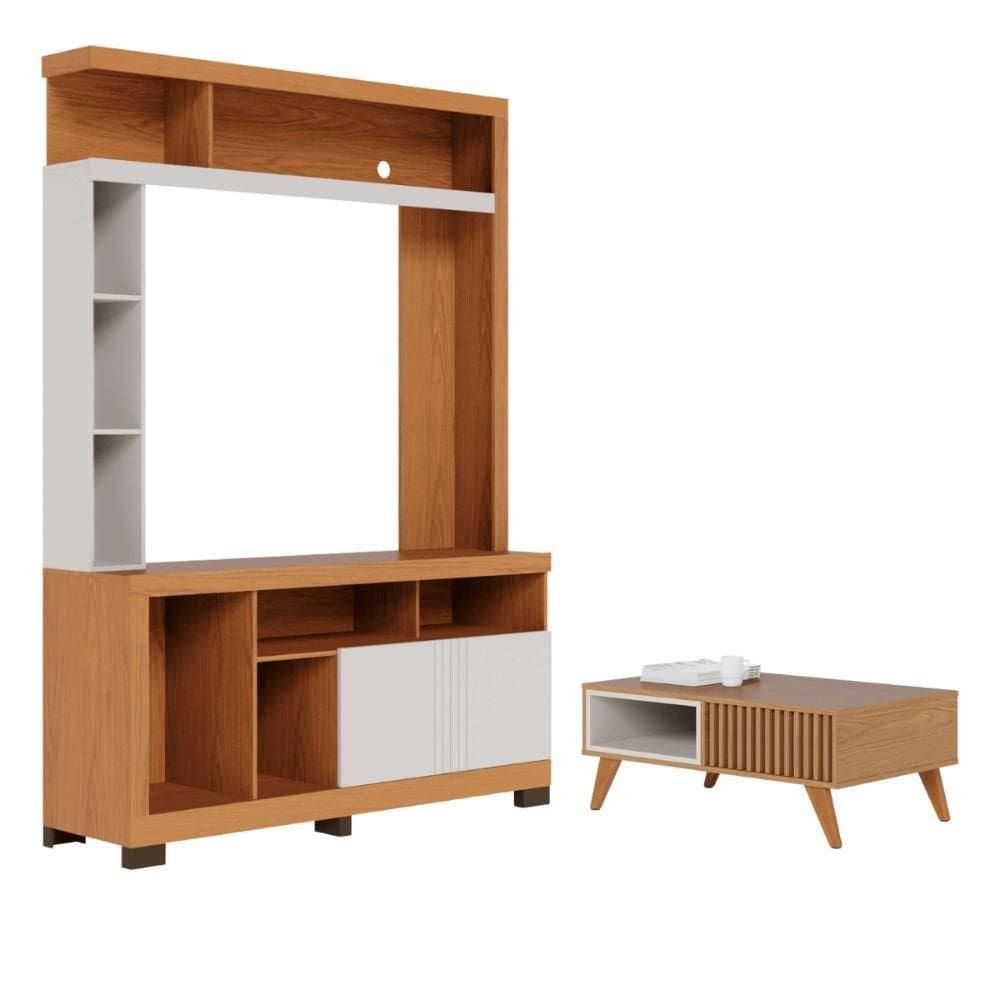 Conjunto Mesa Com Home Reno Freijo Off White Matte