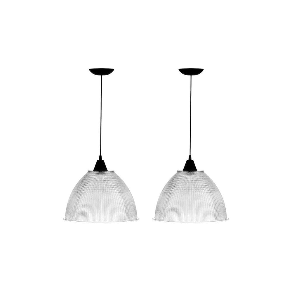 Kit C/2 Lustre Pendente Industrial Galpão Prismatico Preto