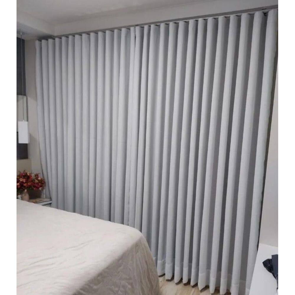 Cortina Trilho Suiço Blackout Gelo Com Voil 5.40 X 2.80