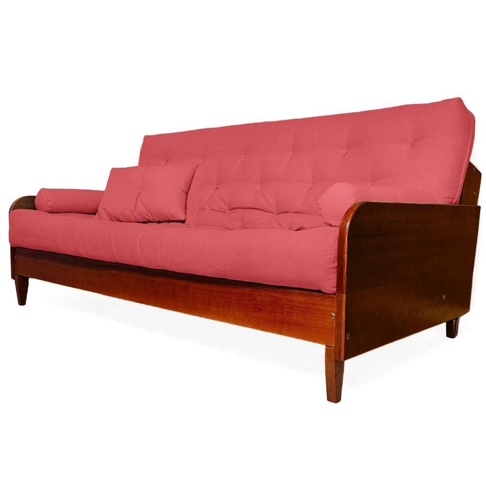 Sofá Cama Paris II Sarja em Madeira Maciça Cor Imbuia - Goiaba