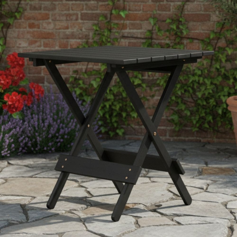 Mesa para Jardim Dobrável 70cm X 70cm Preto