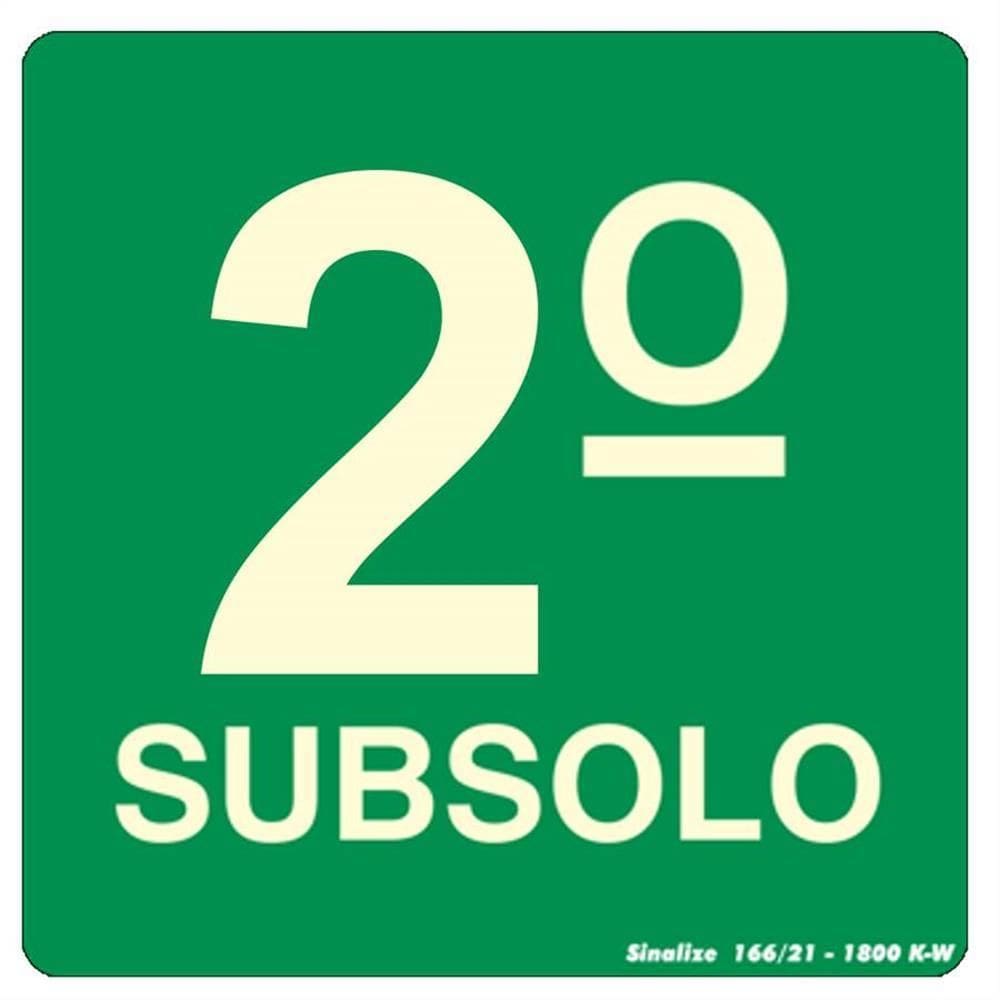 Placa PVC Fotoluminescente 15x15 2º Subsolo - 350AF - SINALIZE