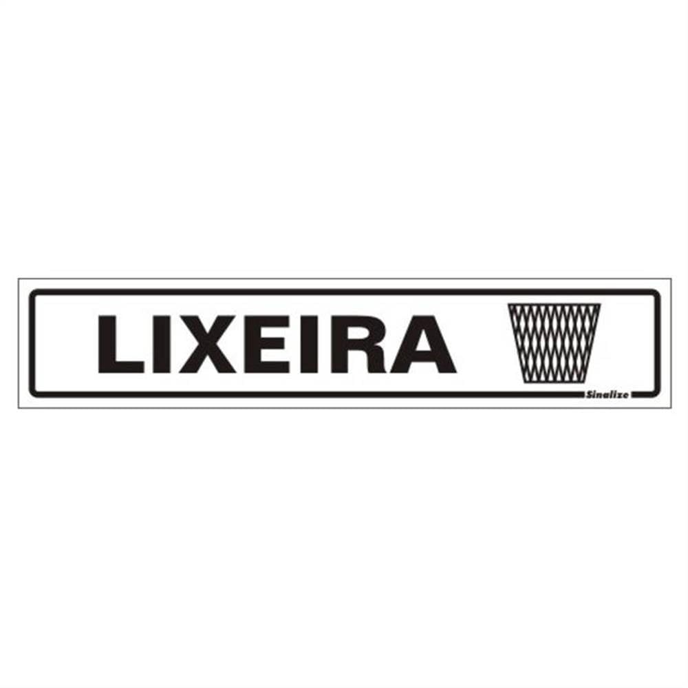 Placa de Poliestireno Auto-Adesiva 5x25cm Lixeira - 200 BQ - SINALIZE