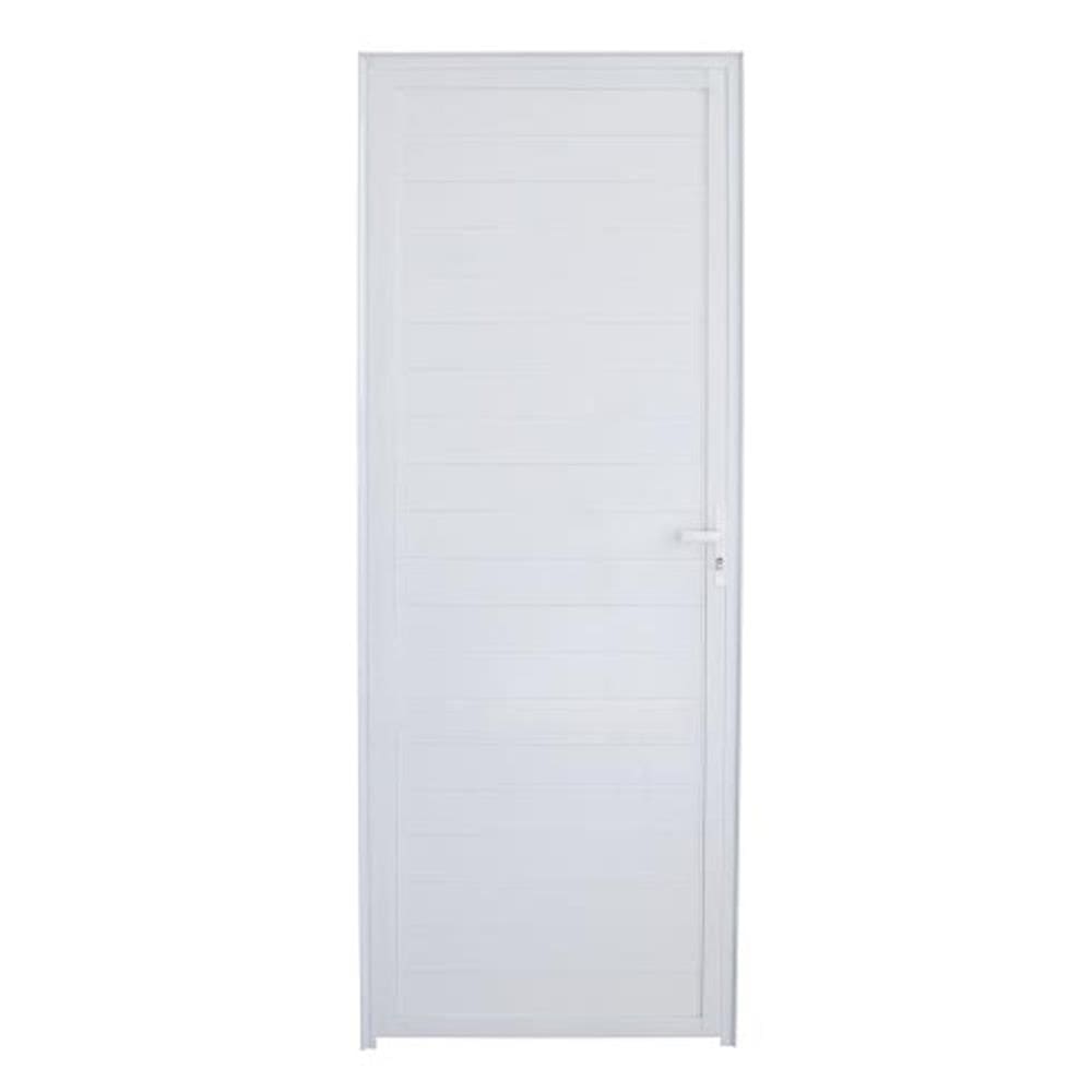 Porta de Alumínio Lambril Branca 210x90cm L-25 Direita - FACCE
