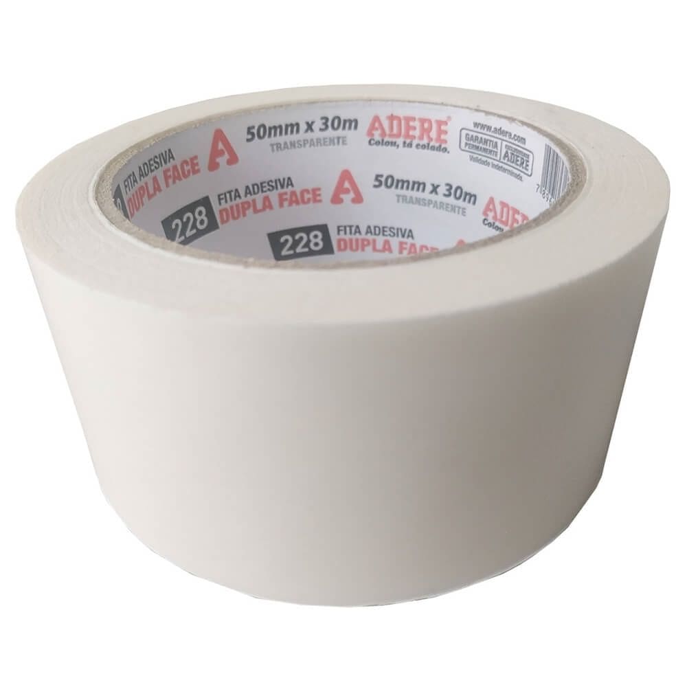 Fita Dupla Face de Polipropileno Transparente 50mm x 30 Metros - 228 - ADERE