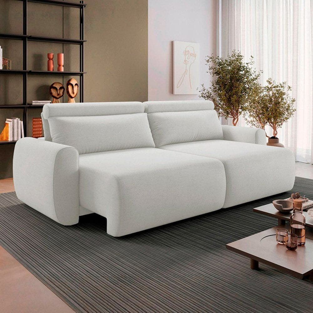 Sofá Retrátil 4 Lugares 240cm em Linho City Cru