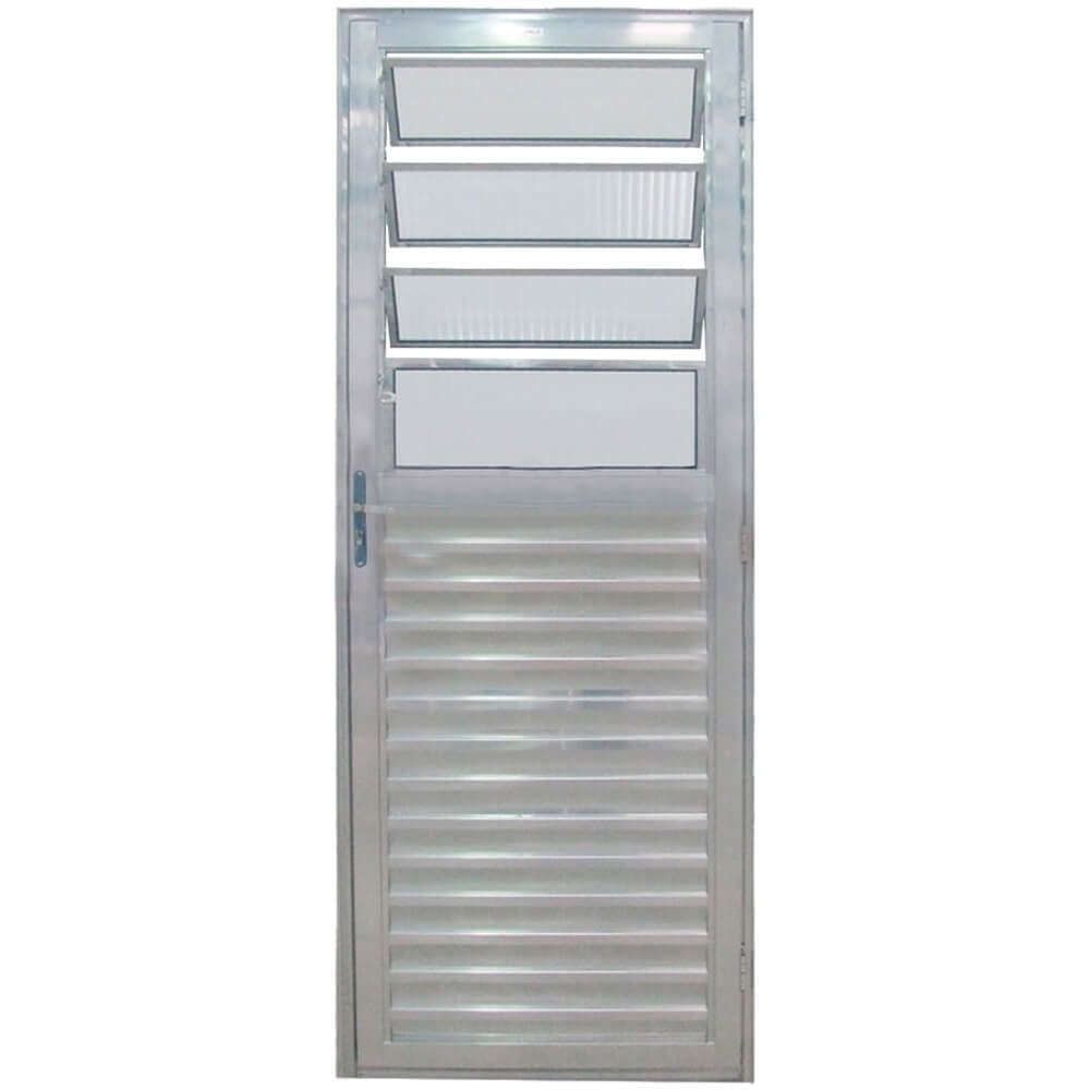 Porta de Alumínio Travessa Basculante 2,10 x 0,80 Metros Brilhante Direita - 0955 - JANELLOT