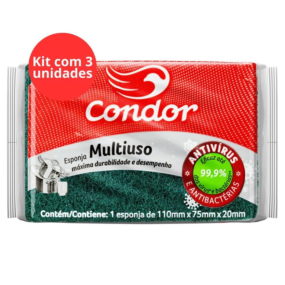 Kit Esponja Multiuso Condor - 3 Unidades