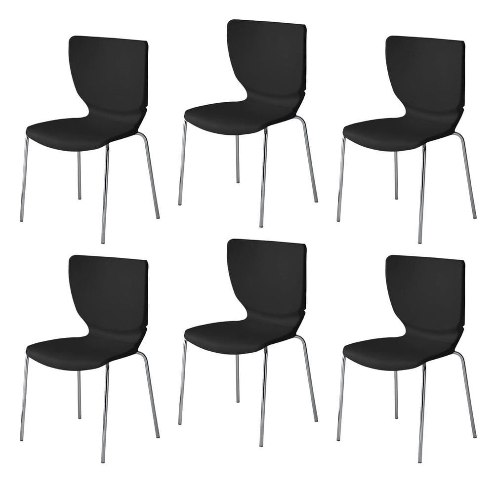 Conjunto 6 Cadeiras Empilháveis Mono Preto