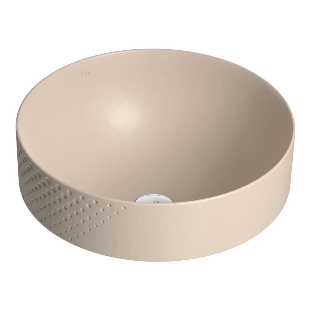 Cuba de Sobrepor Lavatório Redonda Textura Deca Diamante 40X40cm Marfim - L.1050.LS.21