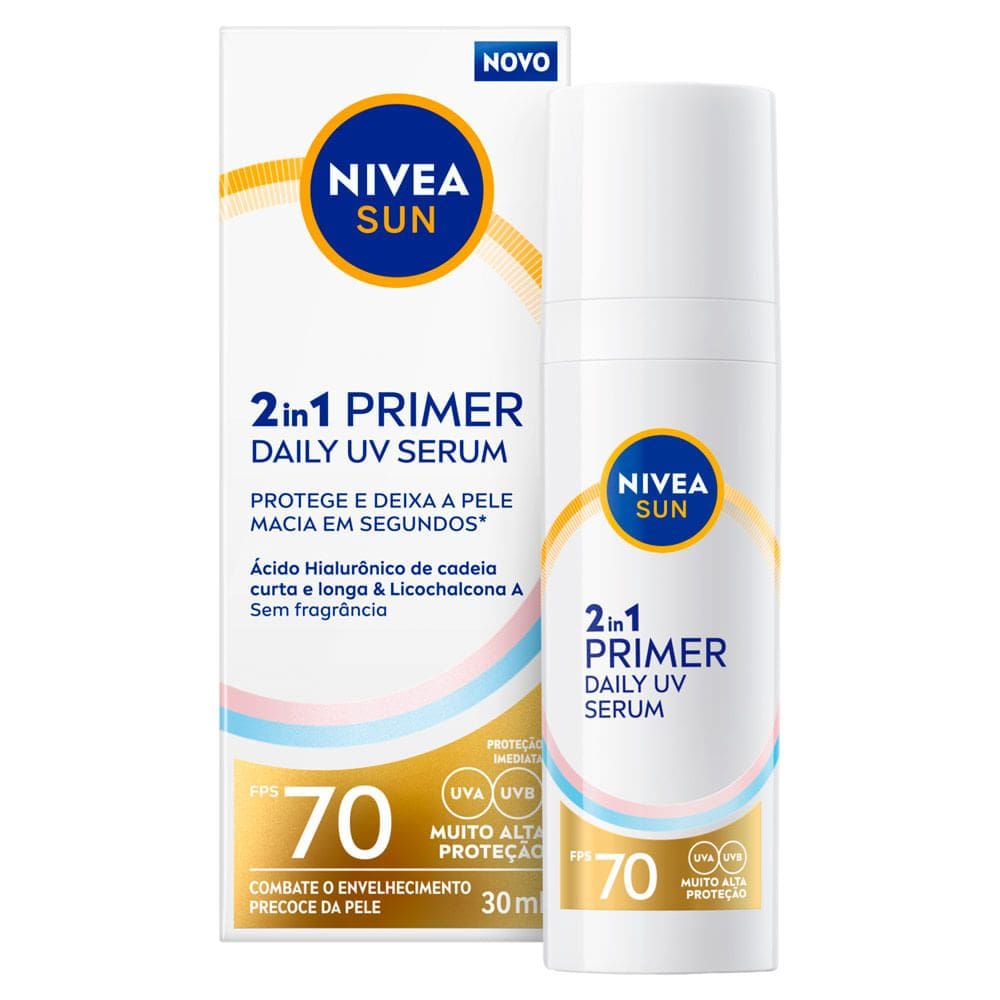 Primer Nivea Sun Daily UV Sérum 2 em 1 FPS 70 Sem Perfume 30ml