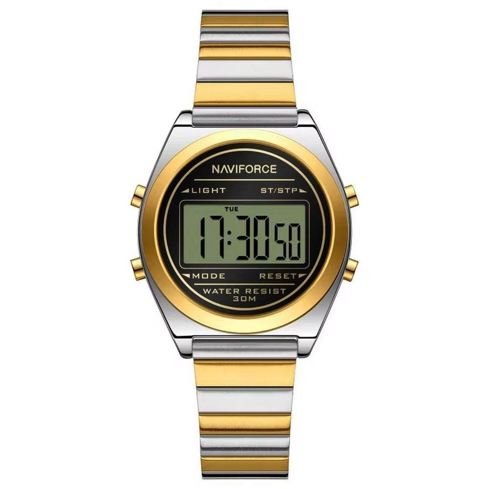 Relógio Digital Feminino Com Pulseira De Aço Inoxidável De Quartzo Elegante Prata Dourado