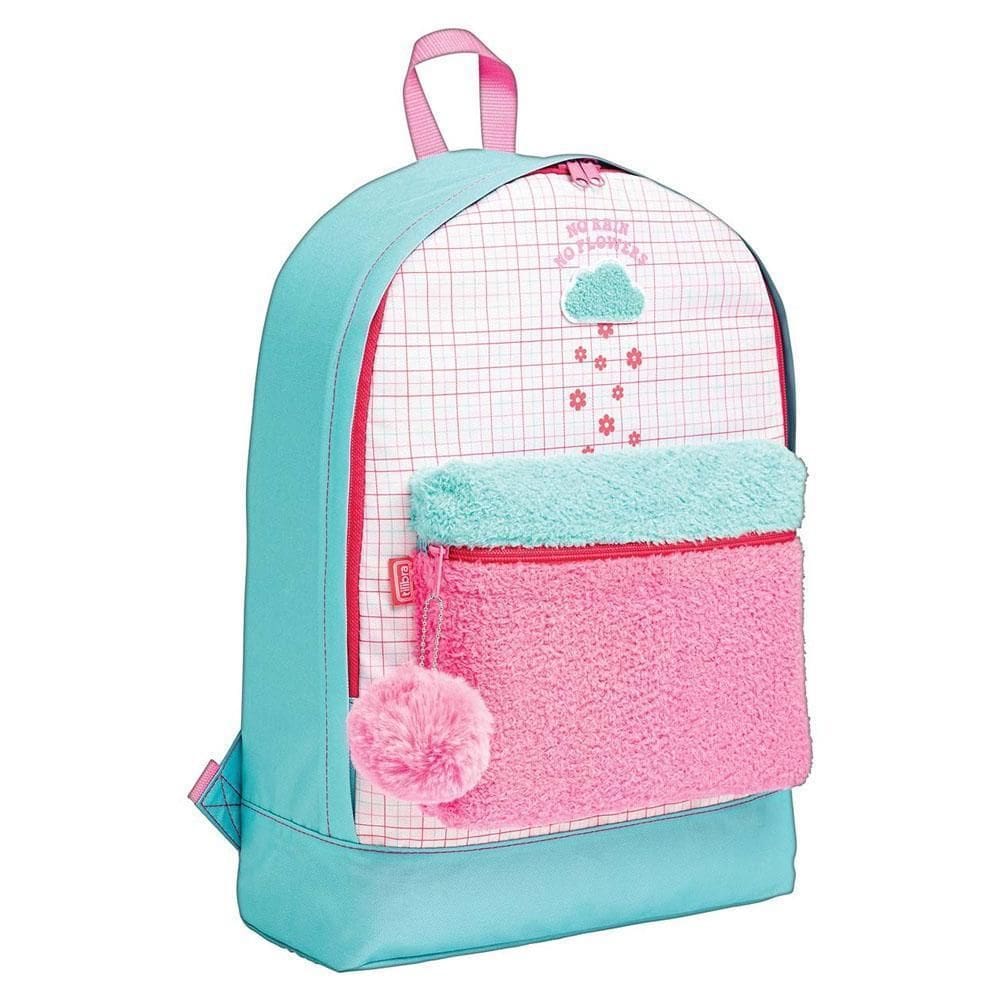 Mochila Costas 17 Académie Teddy Com Pompom Rosa Tilibra
