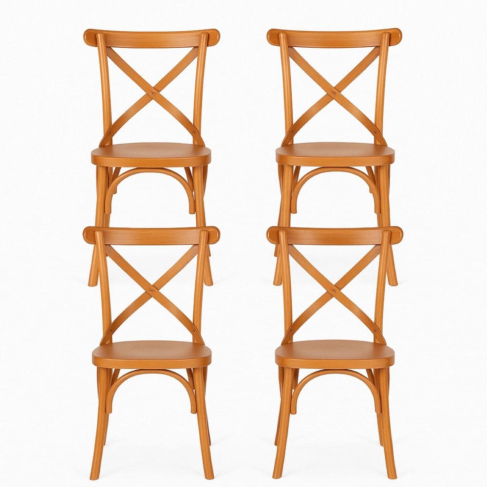 Kit 4 Cadeiras Madeira Sala de Estar Gourmet Katrina Paris Amendoa