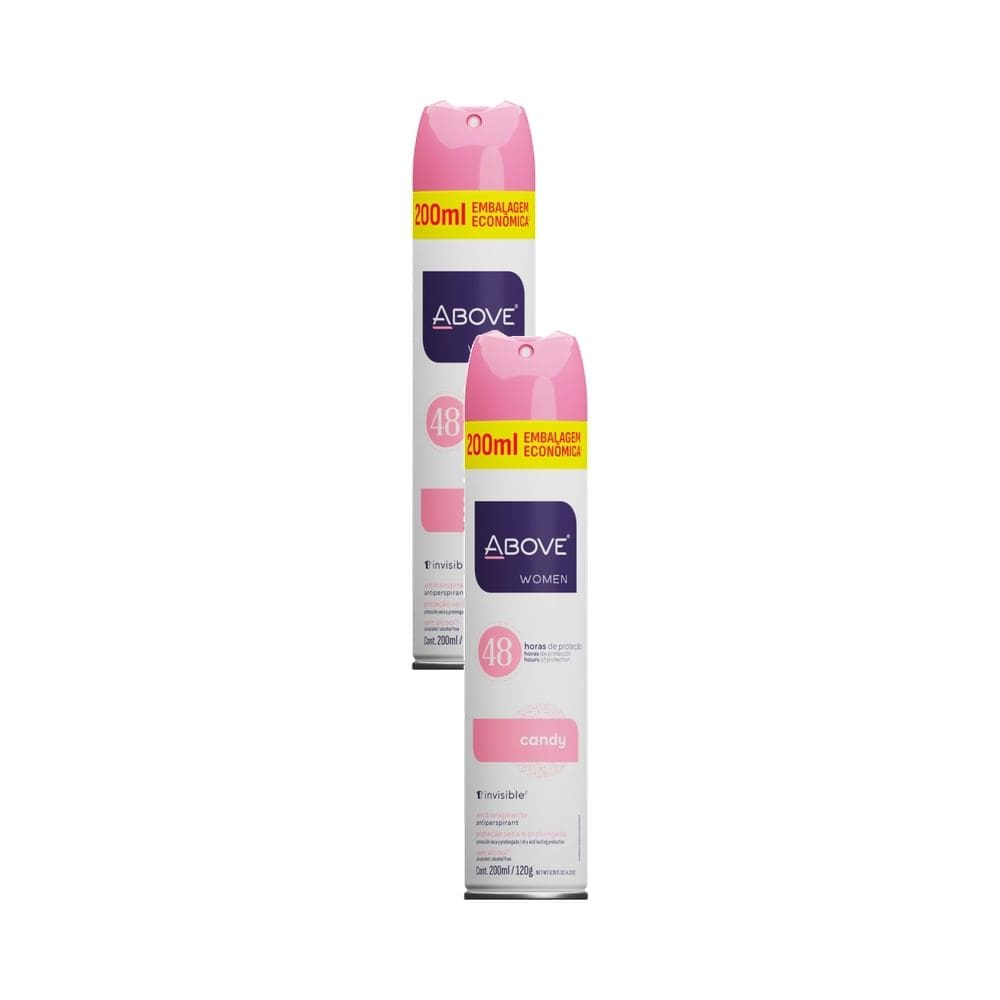Kit 2 Desodorante Antitranspirante Above Women Invisible Candy 200ml