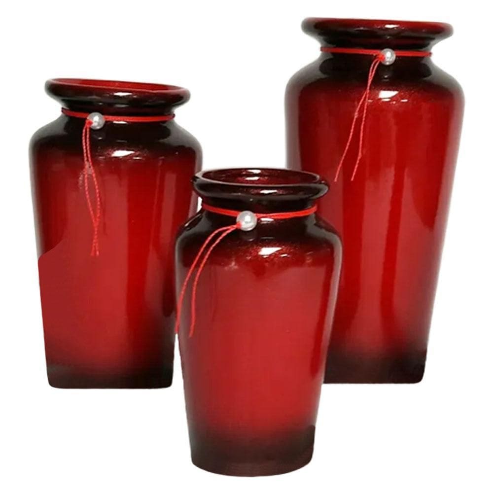 Trio Vasos Jad Urna Em Cerâmica De Aparador Red Black