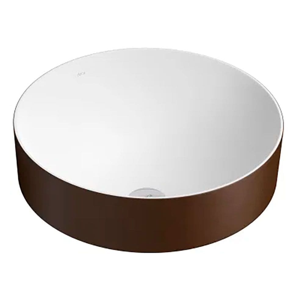 Cuba de Sobrepor Bicolor Lavatório Redonda 40X40cm Marrom Fosco e Branco Fosco - L.1050.73