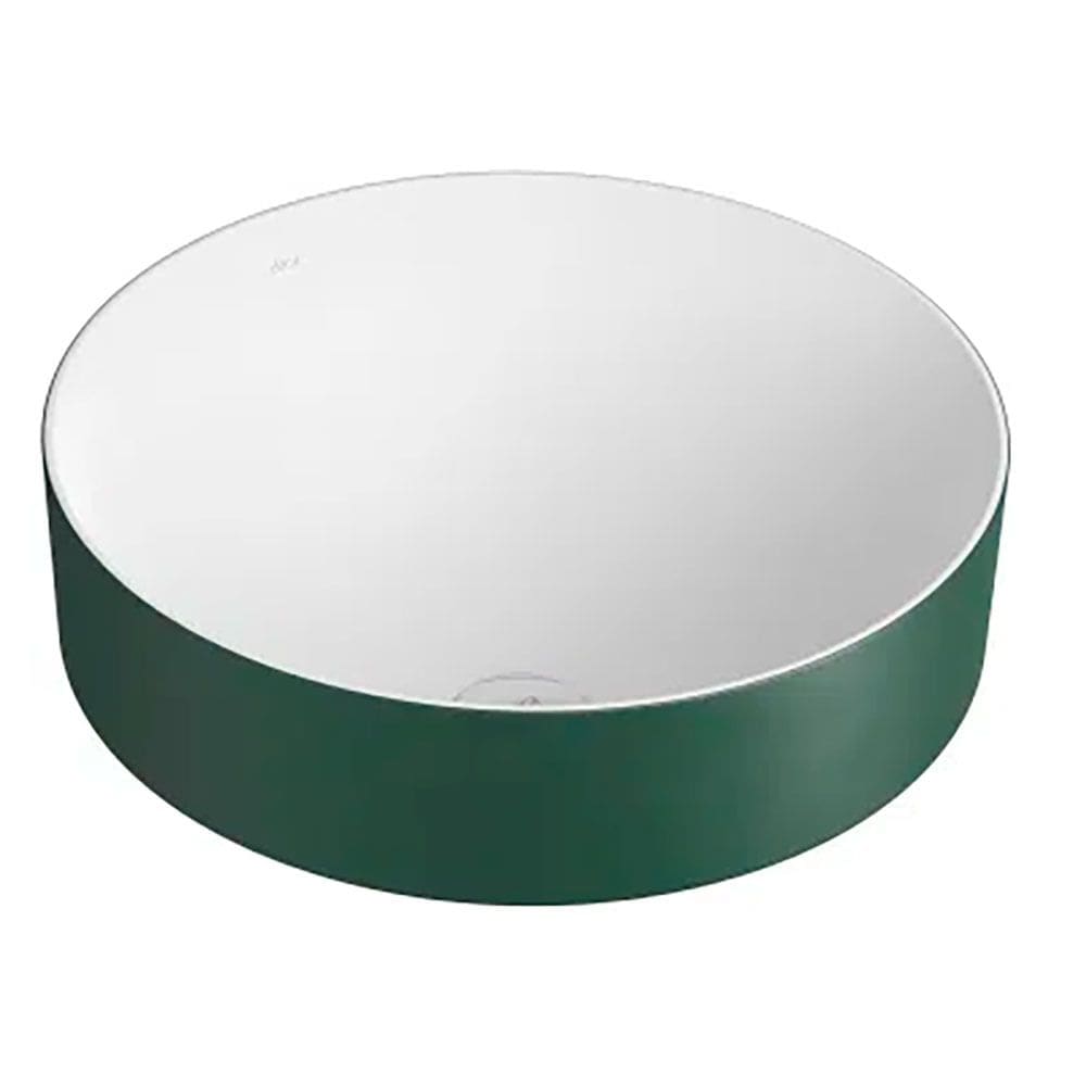Cuba de Sobrepor Bicolor Lavatório Redonda 40X40cm Kale Green e Branco Fosco - L.1050.71