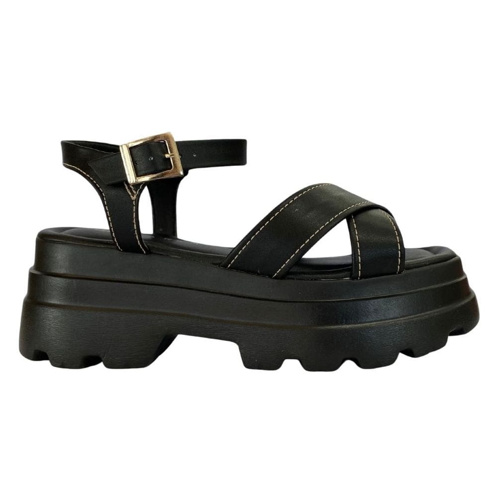 Sandália Ramarim 2542201 Feminino Preto salto plataforma casual