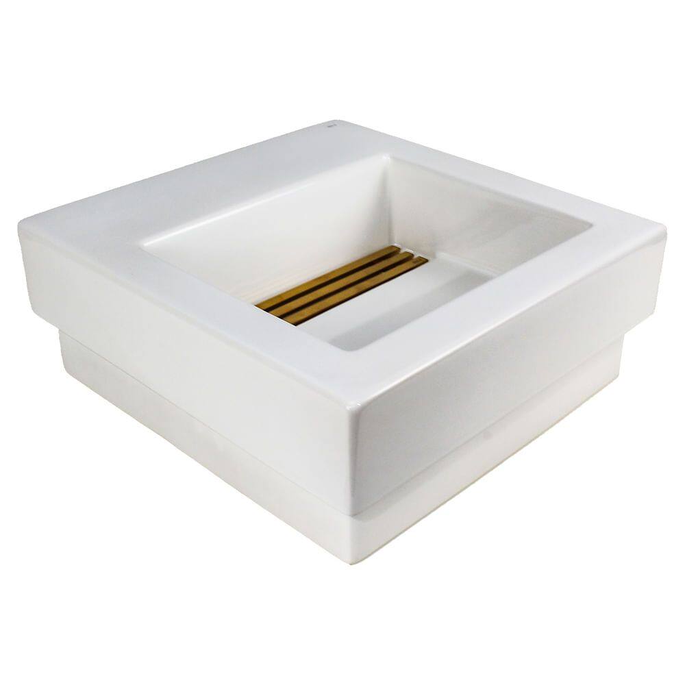 Cuba de Sobrepor Retangular com Grelha e Válvula Oculta 42,5X41cm Branco Gold Matte - L.1042.GL.MT.17