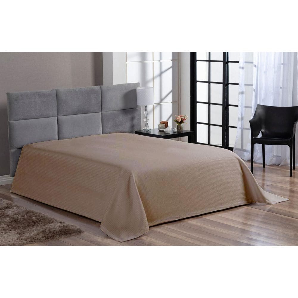 Cobre Leito Colcha Piquet Liso Solteiro Bege Avulso