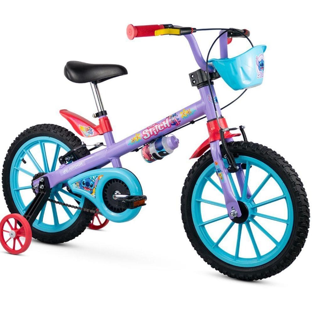 Bicicleta Infantil Com Rodinha Aro 16 Stitch Menina Nathor