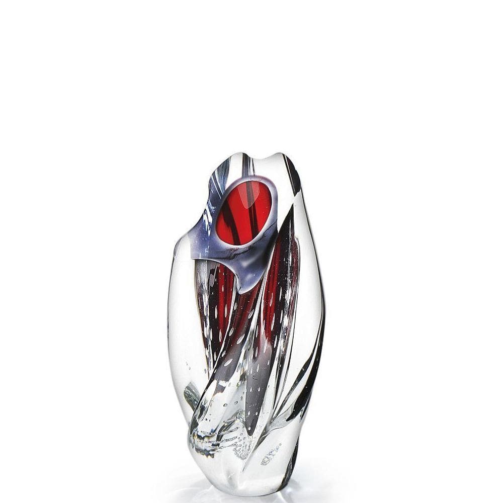 Vaso Em Cristal Murano Vermelho - São Marcos 28Cm