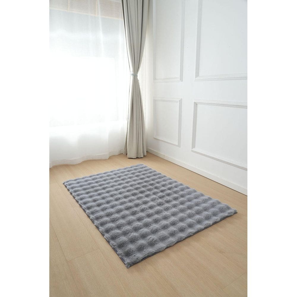 Tapete Pelo Alto Ondulado Waves 100X140Cm - Jolitex - Cinza