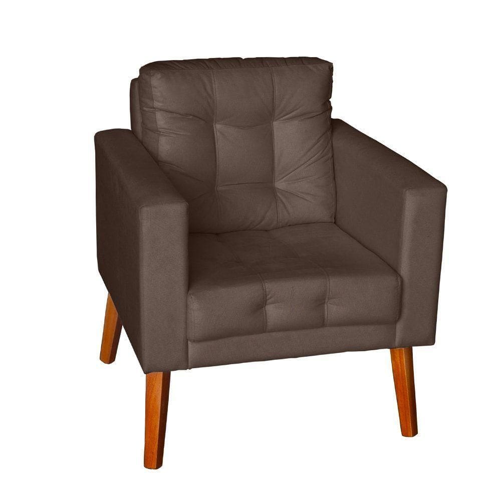 Sofá/poltrona/cadeira Decorativa Glamour Dubai Com Puff E Pés Em Madeira Marrom