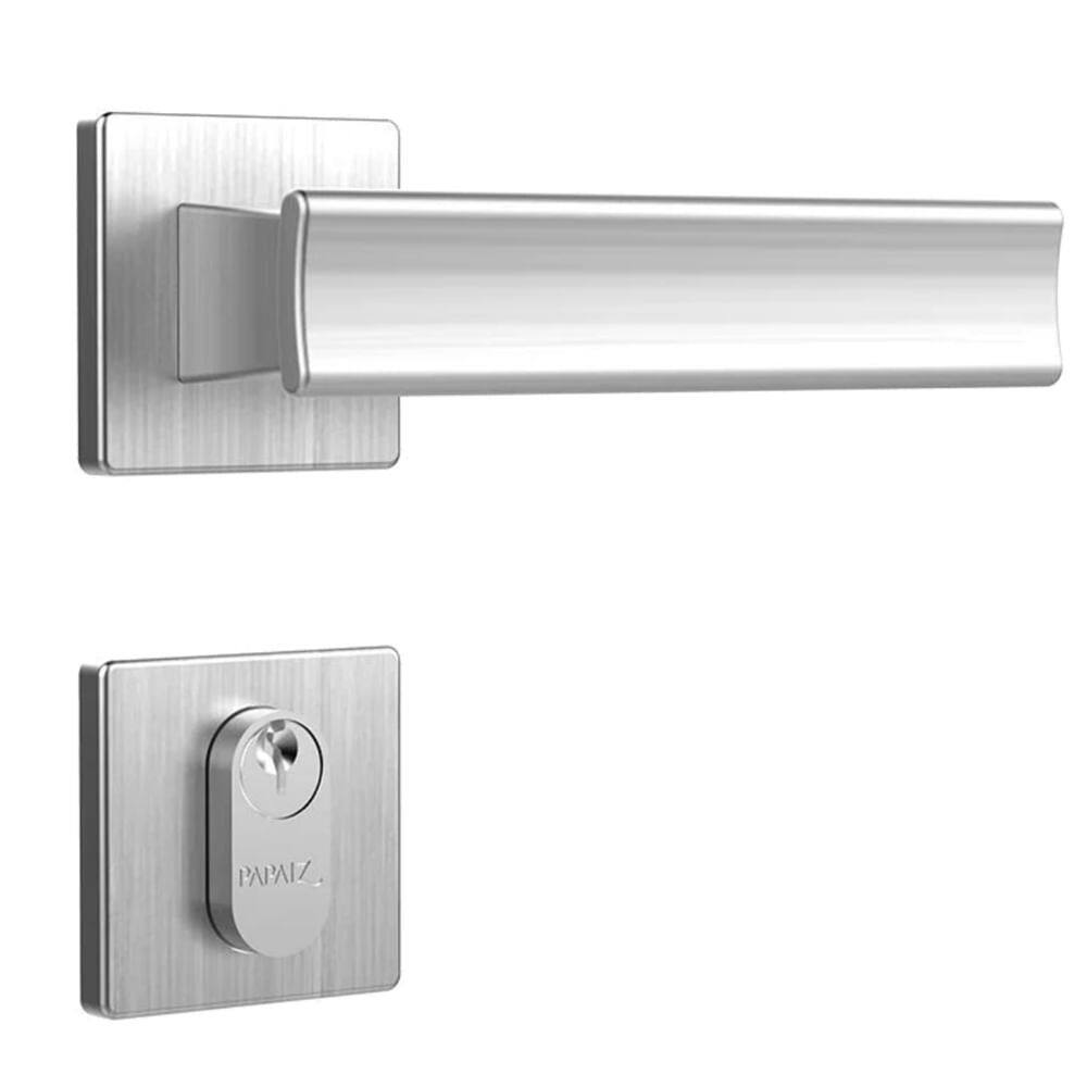 Fechadura para Porta de Entrada MZ640 Cromo Acetinado 40mm com Roseta - 03640B3CA - PAPAIZ