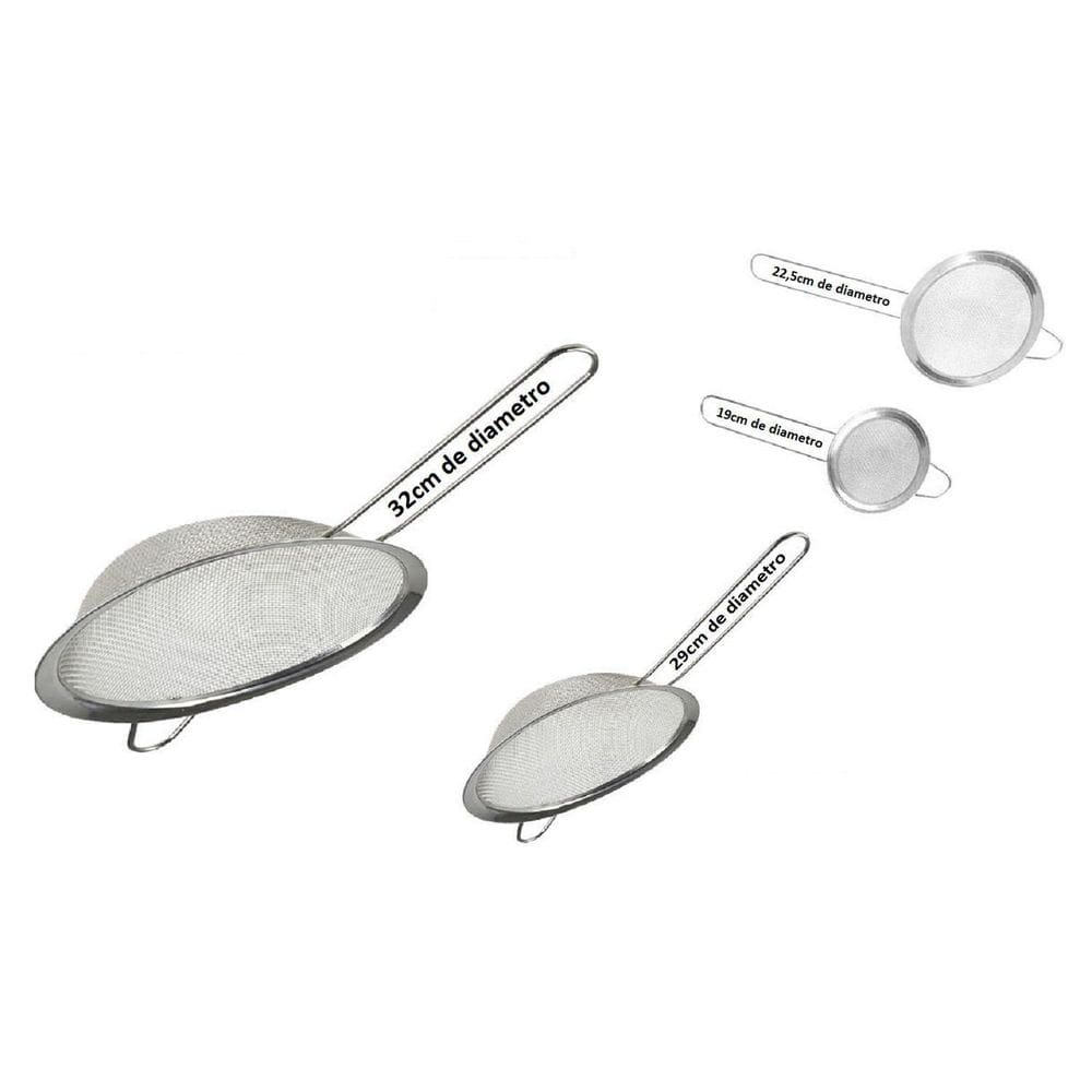 Peneiras De Aço Inox Kit 4 Unidades - Utensilio De Cozinha