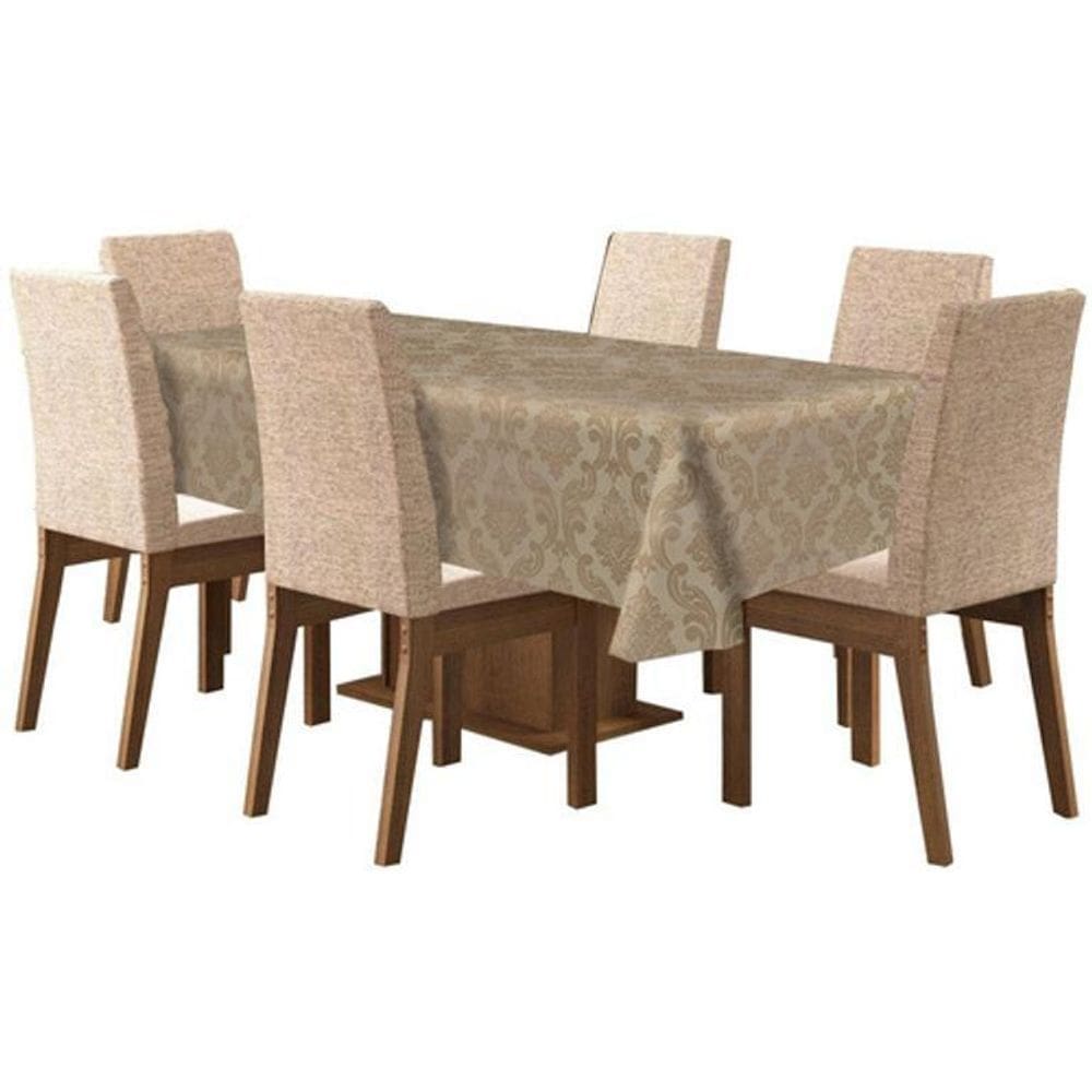 Toalha De Mesa Tecido Jacquard 8 Lugares - Bege