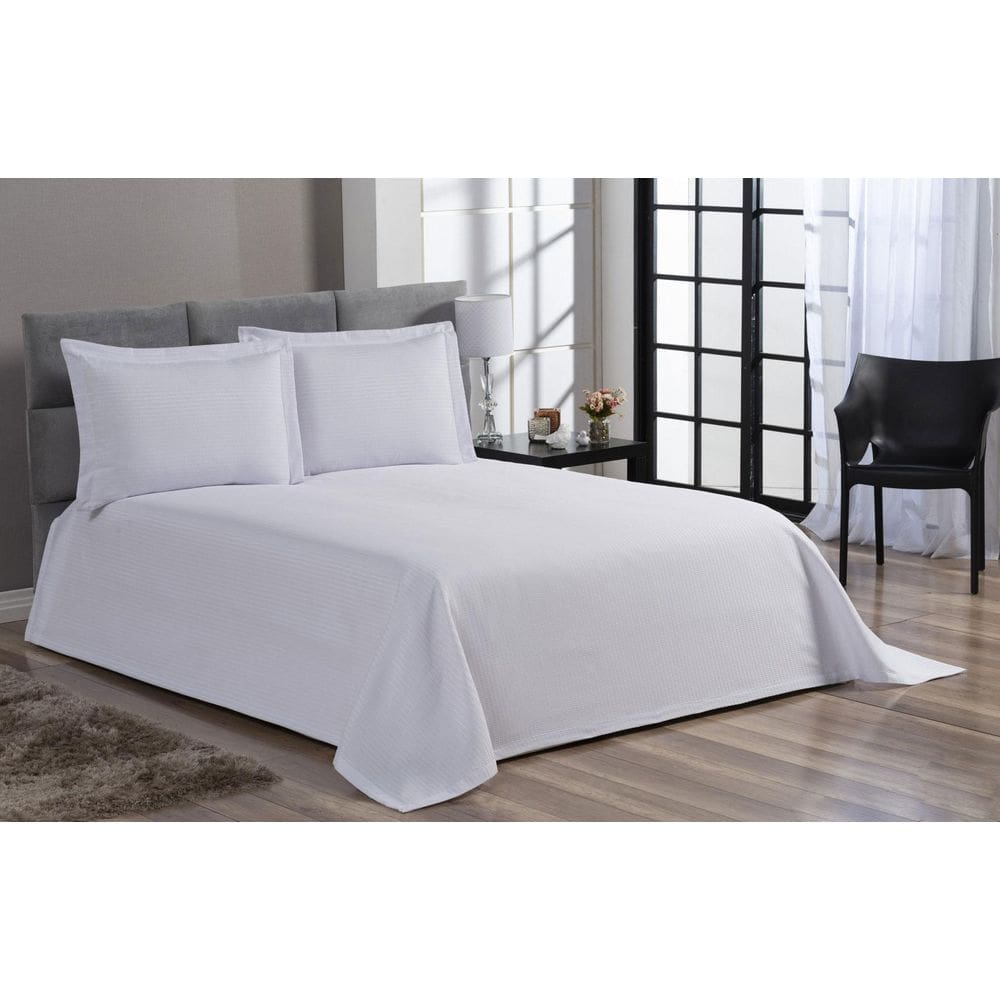 Cobre Leito Colcha Piquet Liso Casal King Branco 3 Peças