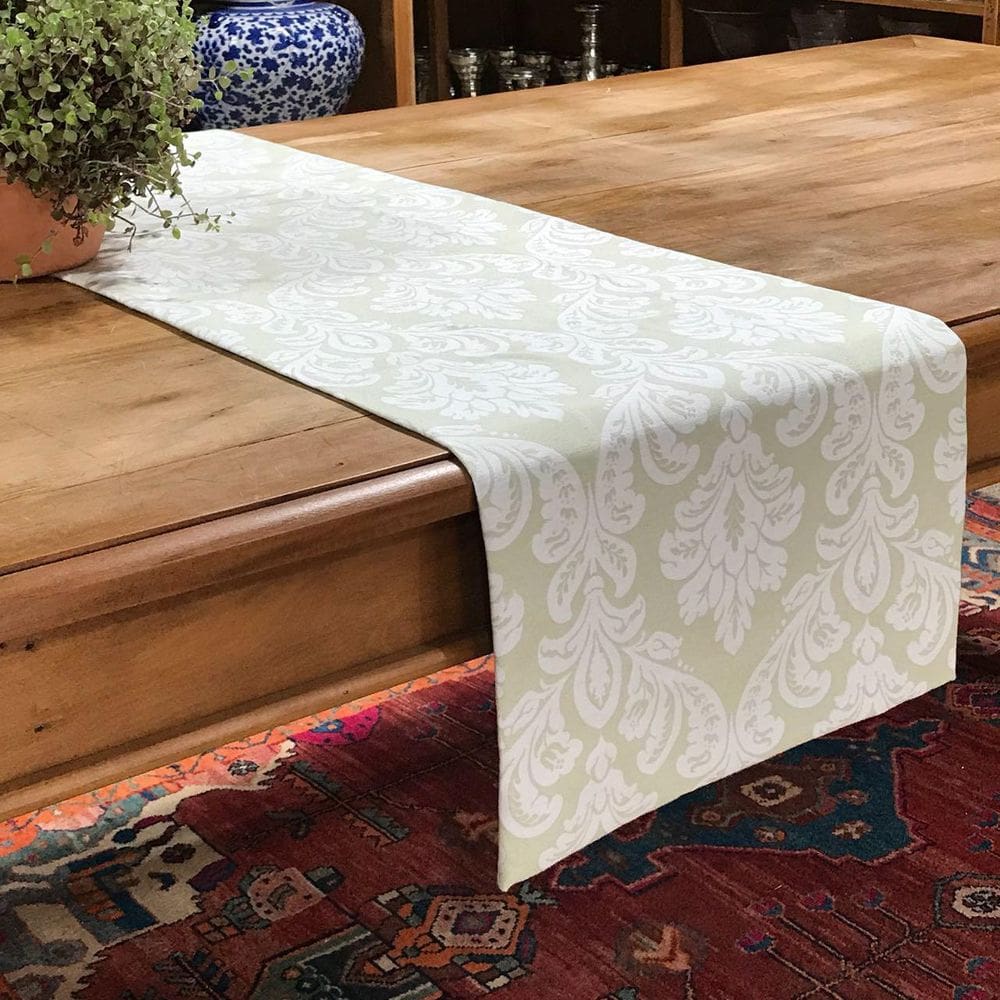 Caminho Trilho De Mesa Tecido Jacquard Pérola 2,20X0,40