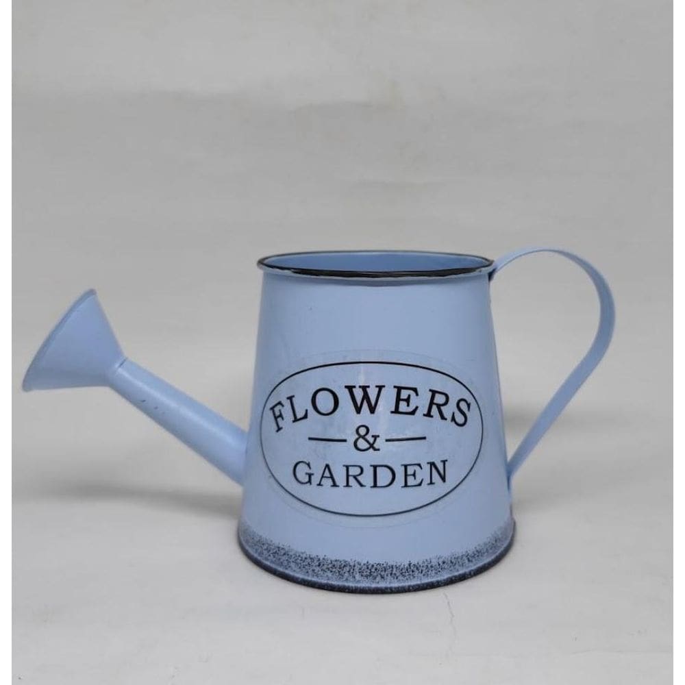 Vaso Regador Decoração Metal Flowers Garden Arranjo Azul