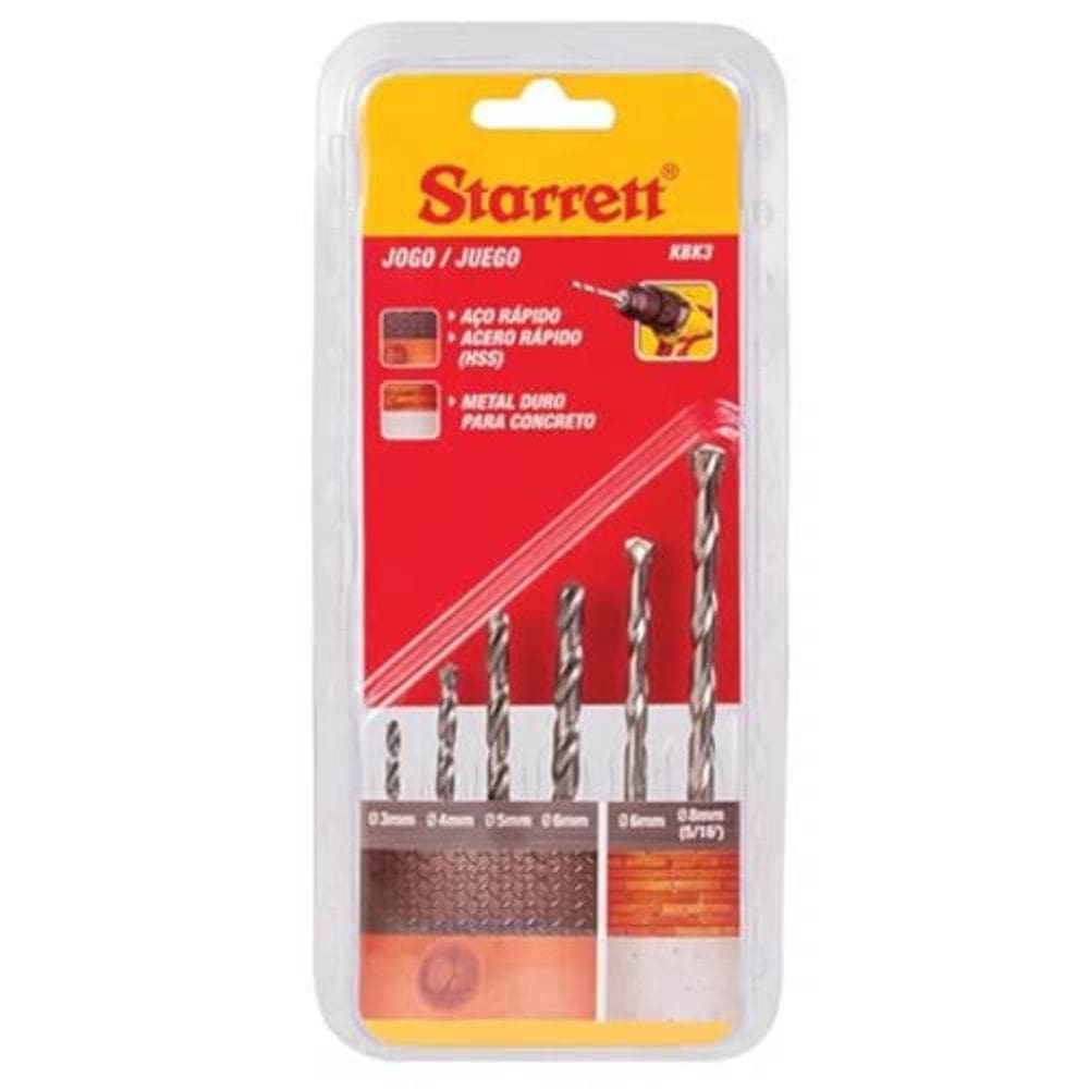 Jogo de Brocas de Aço Rápido para Metal e Concreto com 6 Peças - KBK3 - STARRETT