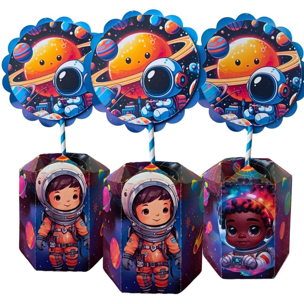 Kit 10 Centro De Mesa Decorativo Personalizado Astronauta