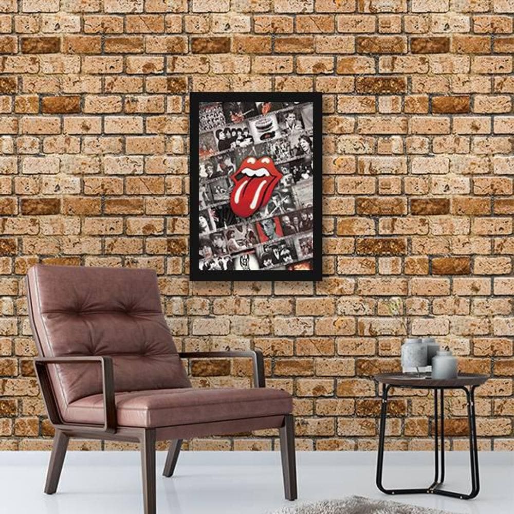 Quadro Decorativo Rolling Stones 34X23Cm - Moldura Branca