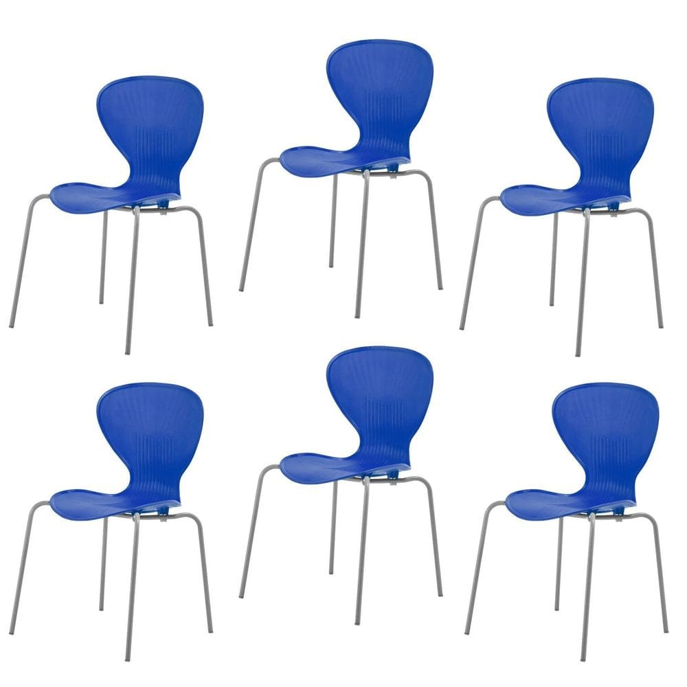 Conjunto 6 Cadeiras Empilháveis Flash Azul