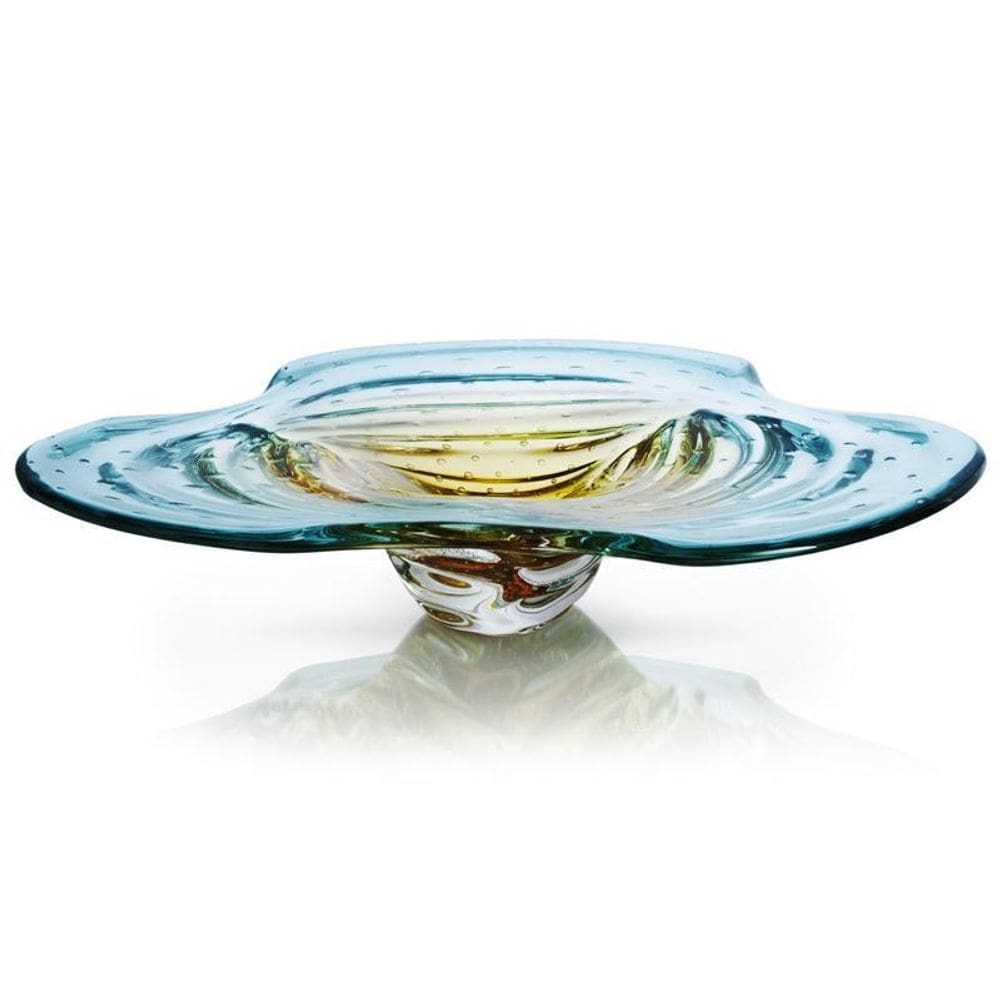 Centro De Mesa Cristal Murano Verde E Âmbar São Marcos 51Cm