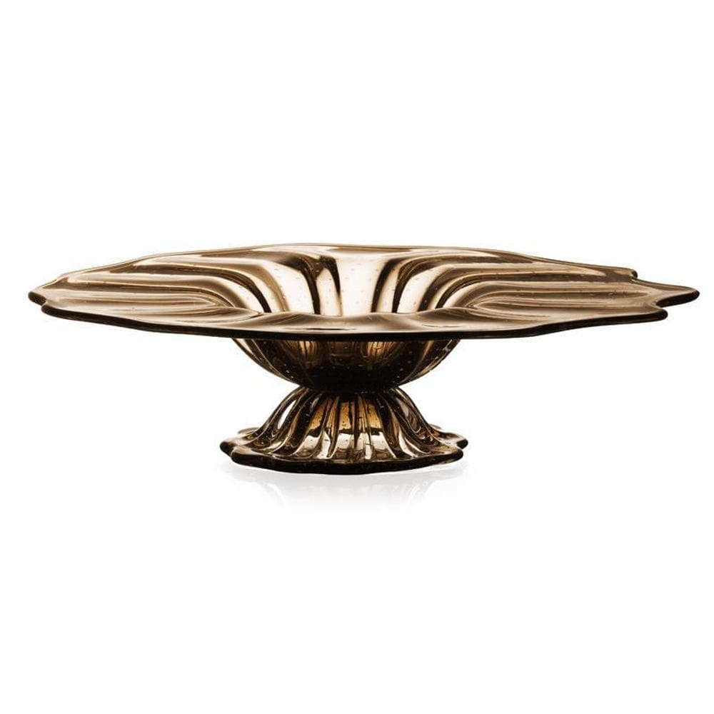 Centro Em Cristal Murano Marrom - Assinado - São Marcos 60Cm