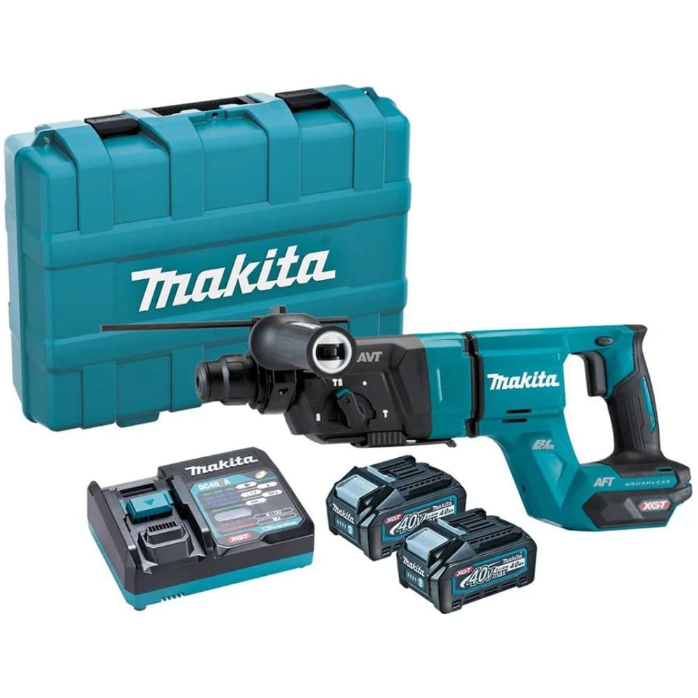 Martelete Combinado com 2 Baterias 40 Volts 4.0Ah Carregador Rápido e Maleta MAK-PAC. - HR007GM201 - MAKITA
