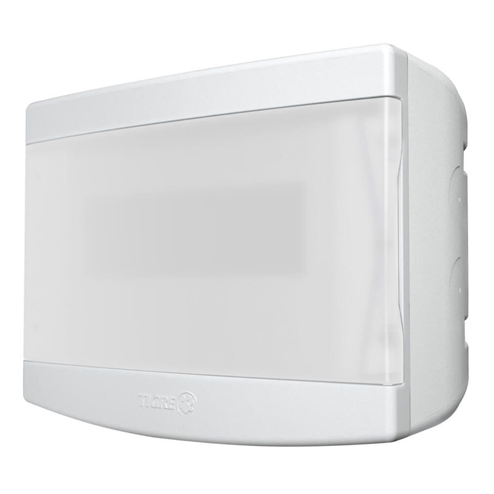 Quadro de Distribuição Sobrepor 6/8 para Disjuntor com Barramento Porta Transparente com Bolsa - 33048602 - TIGRE