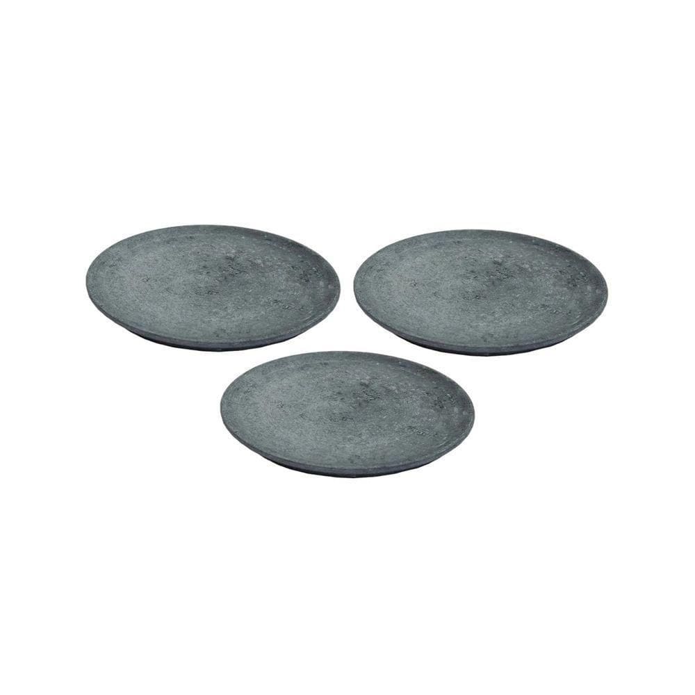 Kit 3 Pratos Raso Redondo Pedra Sabão Sobremesa E Bolos 26Cm. - Qualidade Garantida!