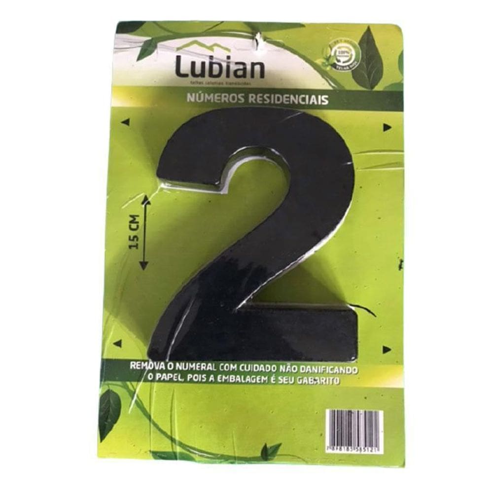 Numeral Dois De Plástico Alta Resistência 10Cm Abs Preto