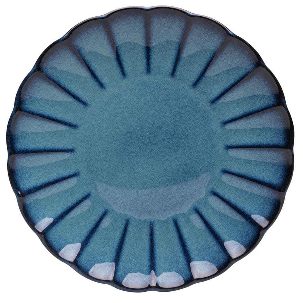 Prato Raso Scallop de Cerâmica Azul 27cm - Wolff
