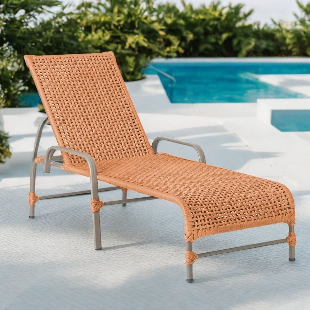 Espreguiçadeira Corda Náutica em Alumínio para Piscina Edícula Catar Terracota