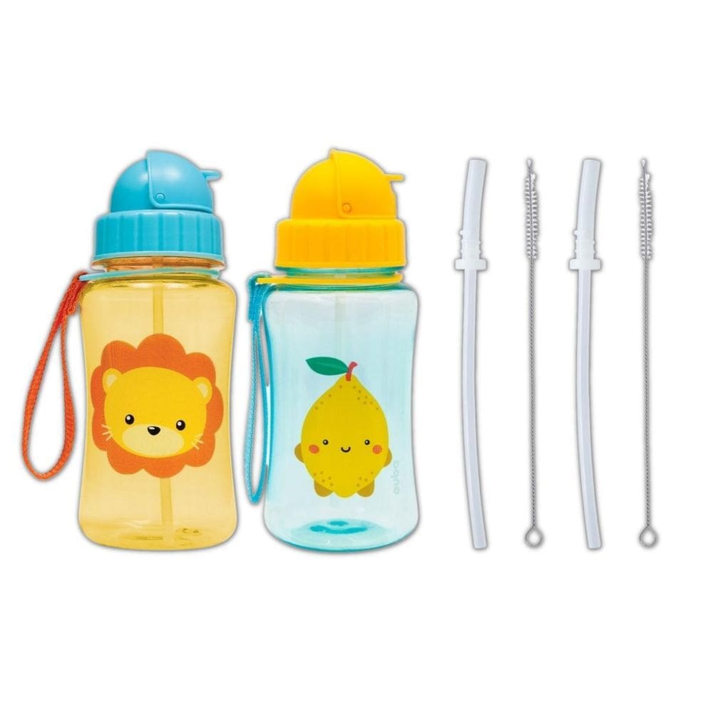Kit 2 Garrafinhas Infantil 400 Ml Buba 2 Canudos Extra